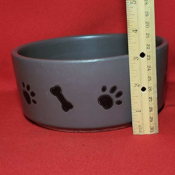 Ceramic Pet Dog Cat Bowl Paw Bone Pattern - Picture 9 of 9